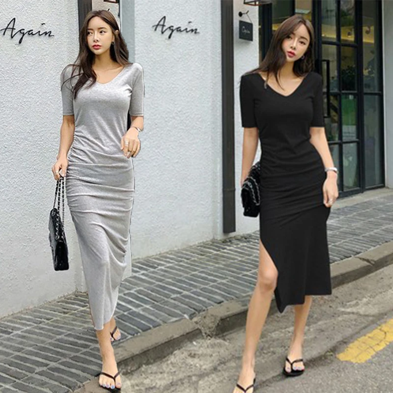 Женское платье макси из модала и хлопка длинное Привлекательное с коротким