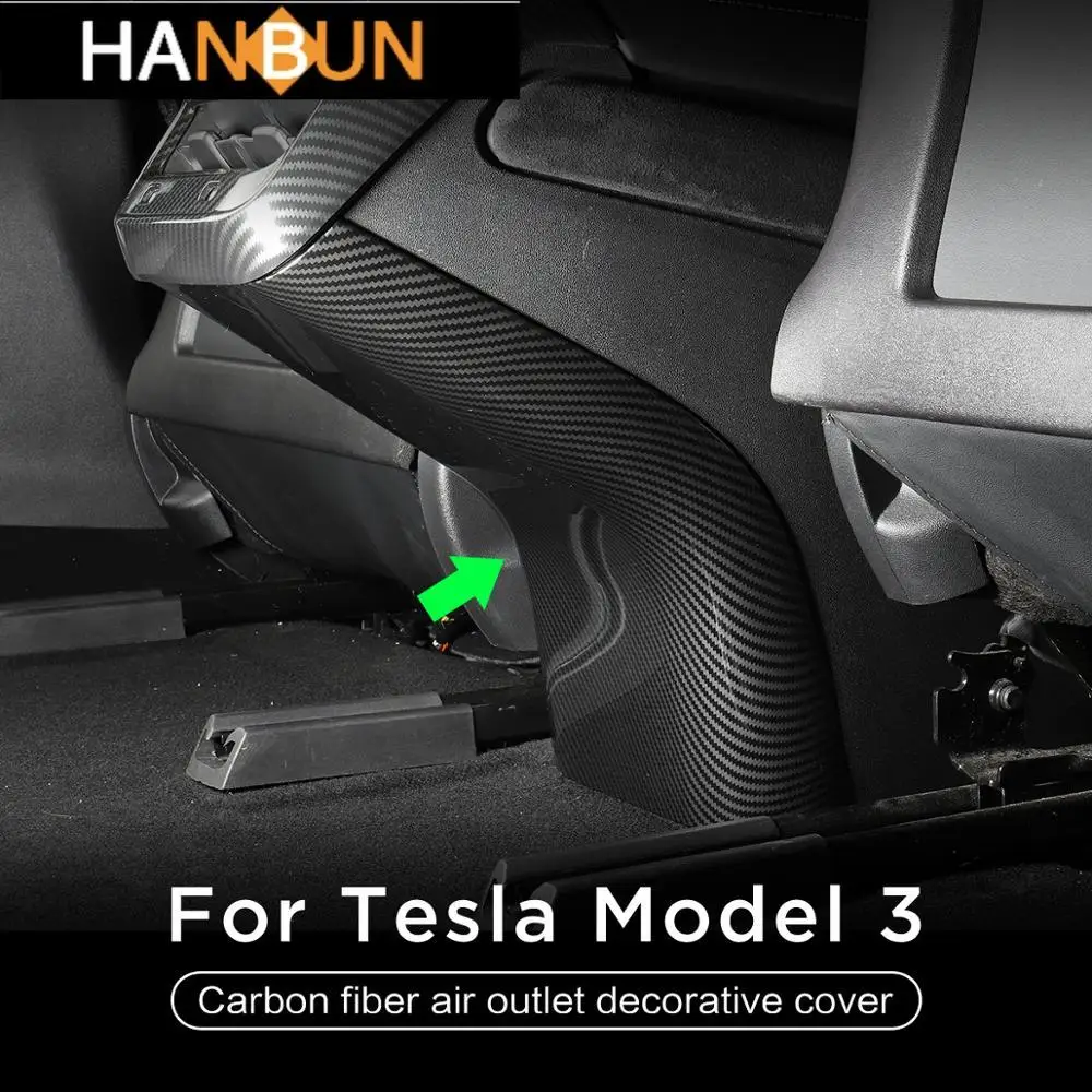 

Car ABS carbon fiber decorate cover for Tesla Model 3 2017-2019 Car ABS Carbon fiber air outlet lower decorative cover
