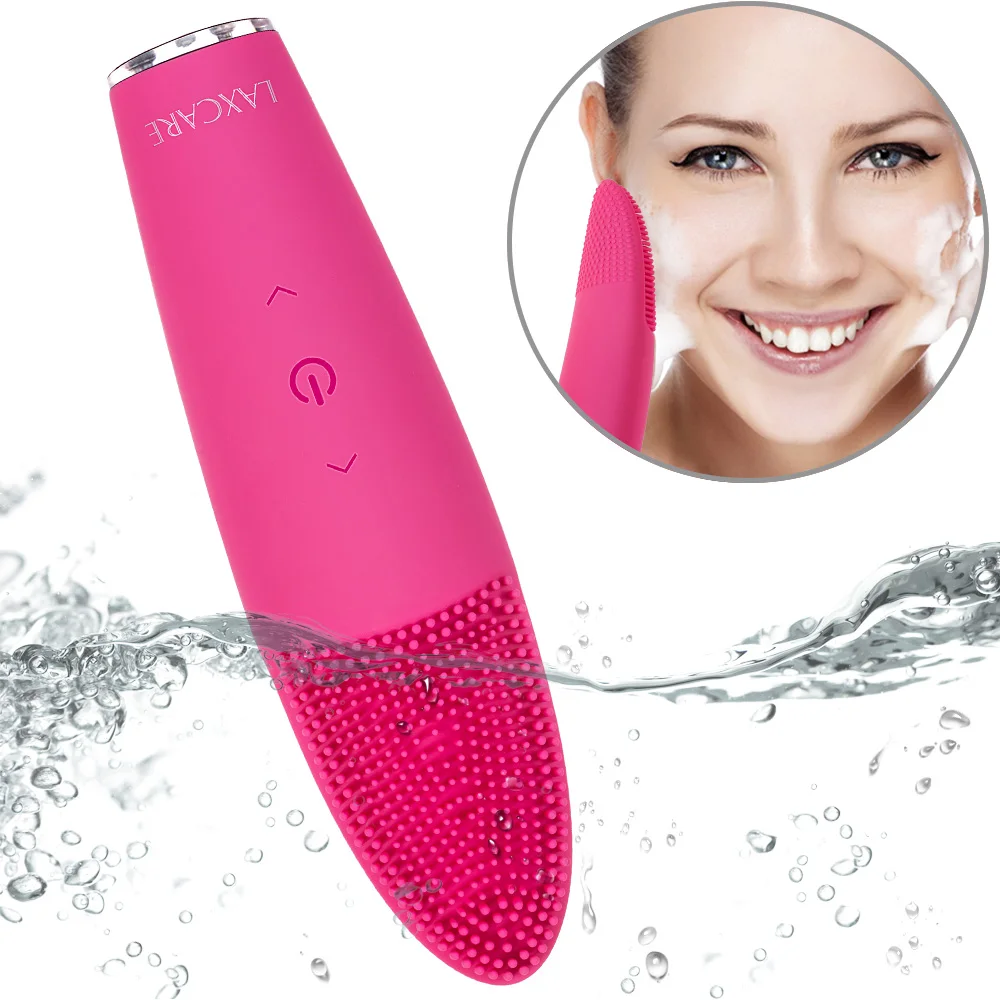Электрическая звуковая силиконовая щетка для очищения лица мягкая термальная