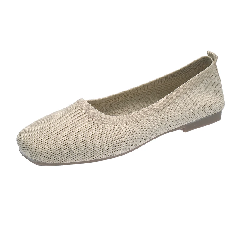 

Женские вязаные Туфли, балетки на плоской подошве, дышащие Лоферы без застежки, Нескользящие, повседневная обувь, весна 2021