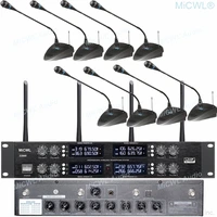 professional micwl d3880 8 channel wireless microphone meeting room training gooseneck condenser mic independent xlr connector