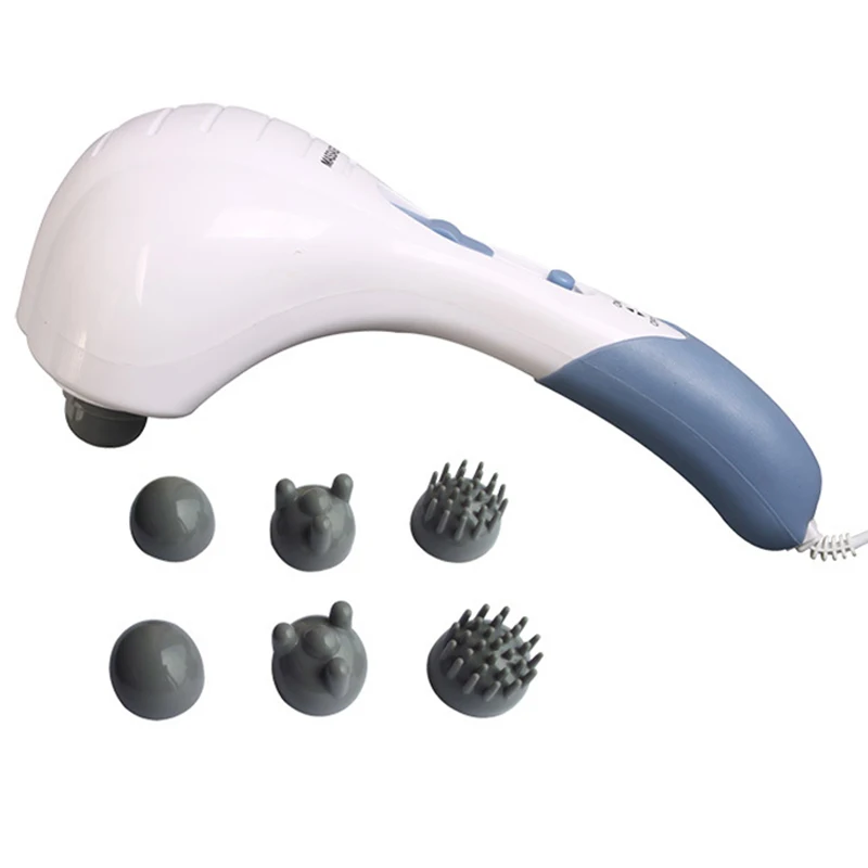 Electric Handheld Massager Hammer Vibrating Double Head Neck Back Body Cervical Vertebra Relax Stick Roller With 6 Massage Heads | Красота и