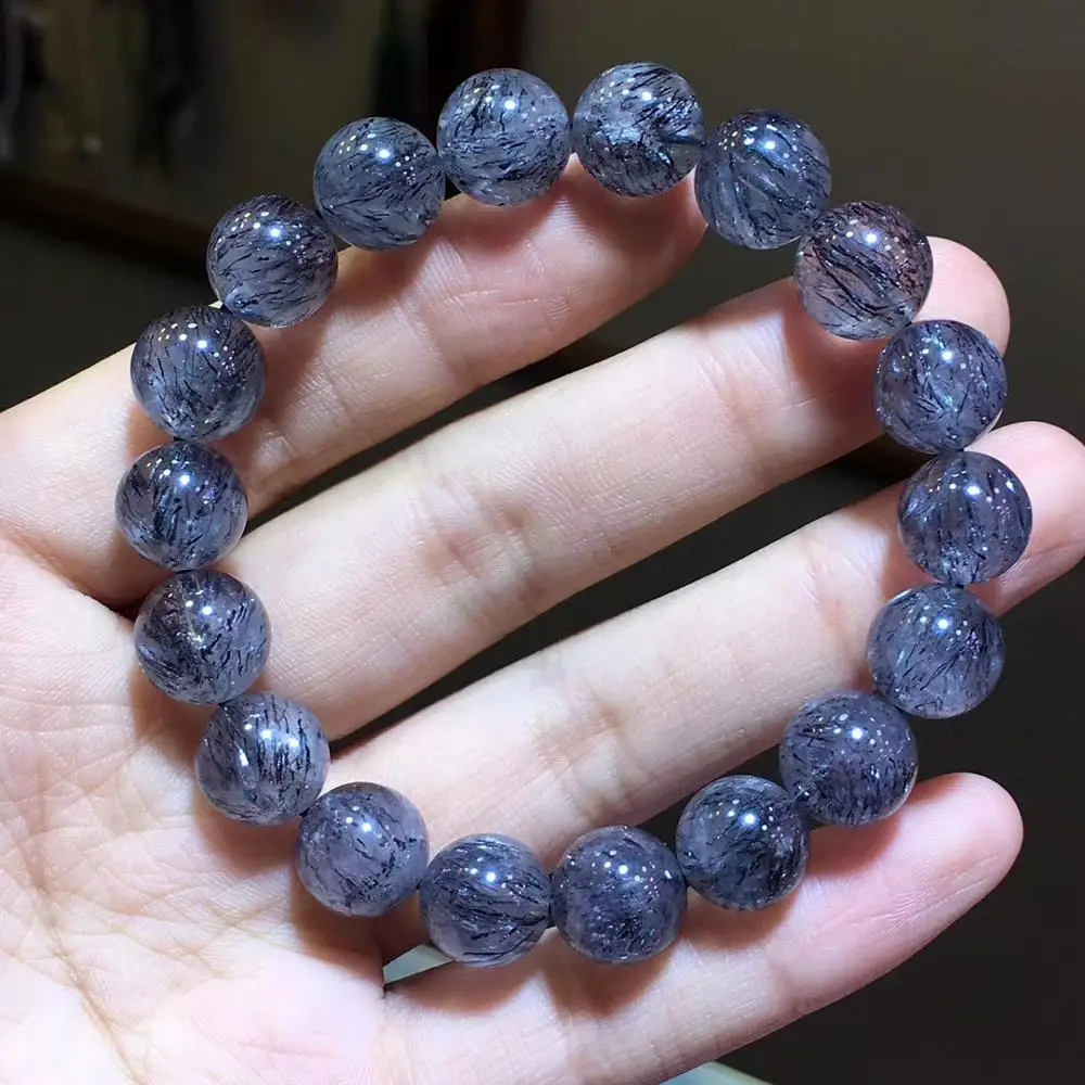 Топ натуральный синий черный супер семь 7 Rutilated Кварцевый Кристалл 11 мм