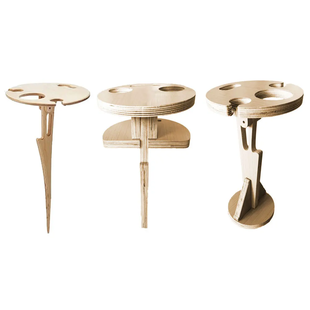 

Modern Outdoor Portable Foldable Wine Table With Round Desktop Mini Wooden Easy To Carry Rack Picnic Party Tools Drop shipping