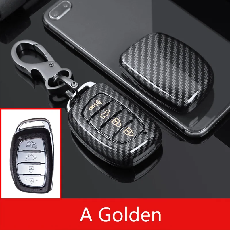 

Glossy Carbon fiber ABS Key Case Key Cover For Hyundai Tucson Creta ix25 ix35 i20 i30 HB20 Elantra Verna Mistra 2015-2019