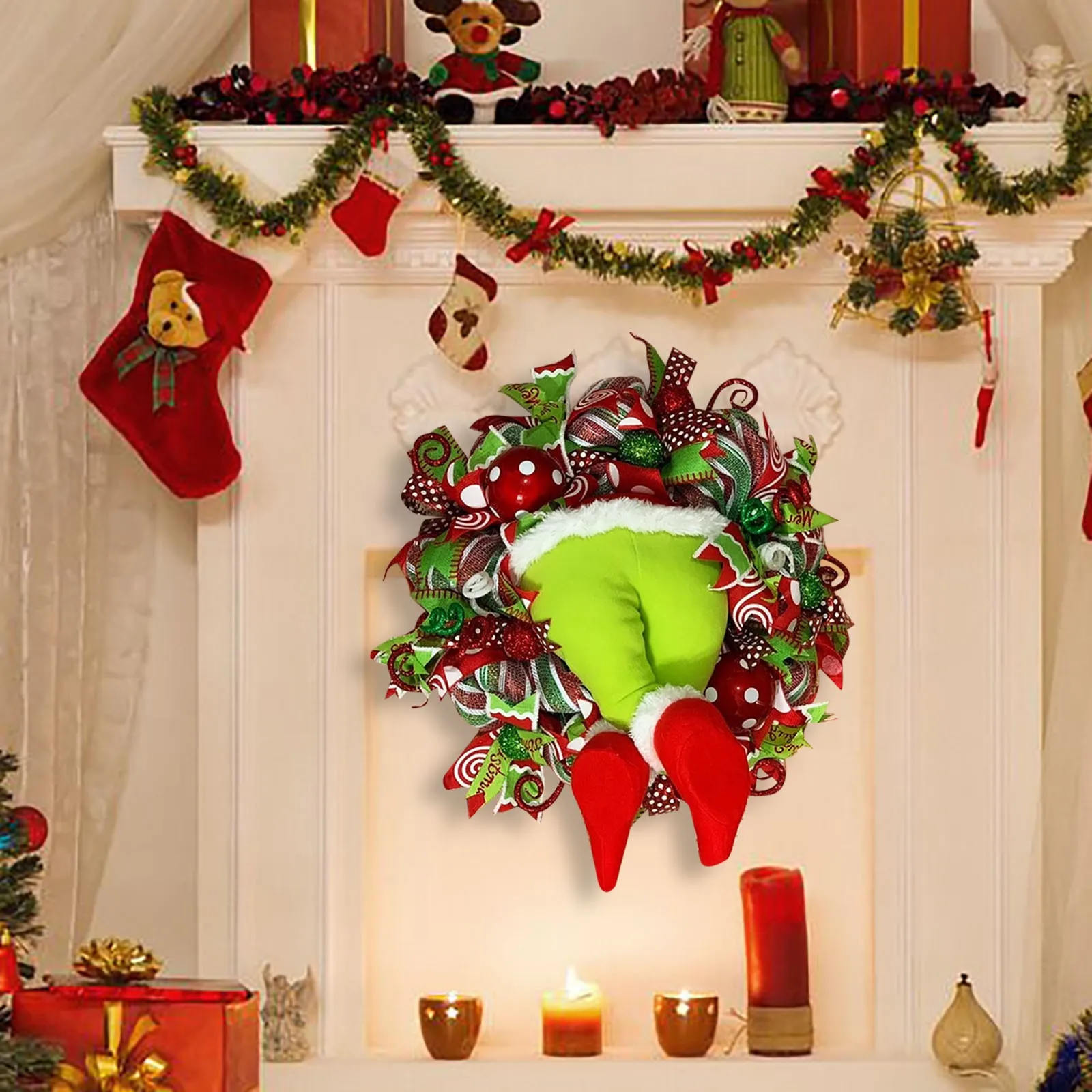 Новый Рождественский венок с омелой Декор рождественские украшения для дома |