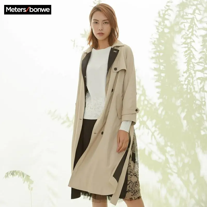 Metersbonwe весенний новый модный длинный Тренч Женский Осенний Повседневный офисный