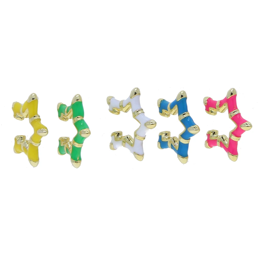 

Geometric round circle heart star women ear cuff colorful Neon enamel no piercing earcuff clip on earring
