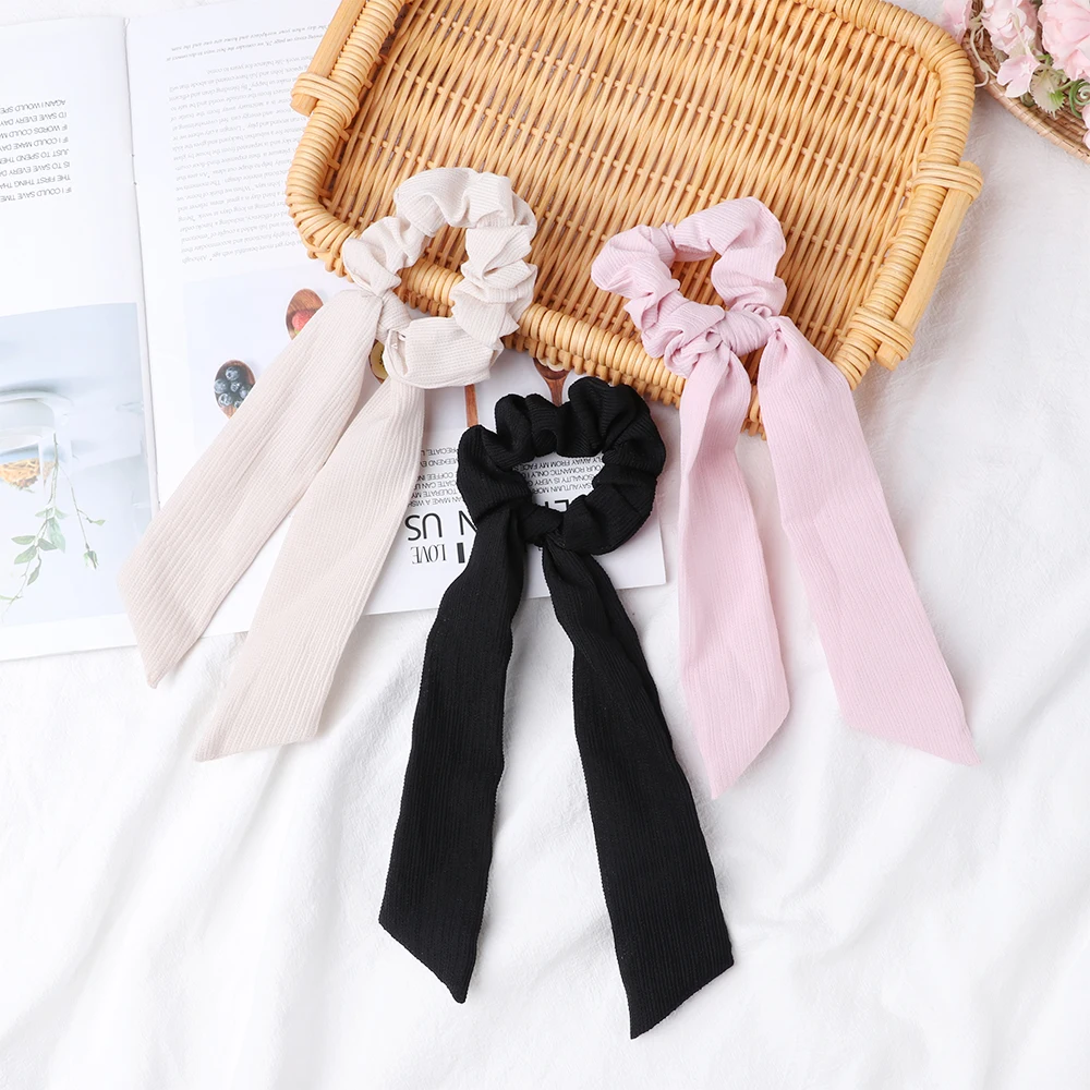 Однотонные резинки для волос Bohe Женская эластичная повязка с бантом резинка