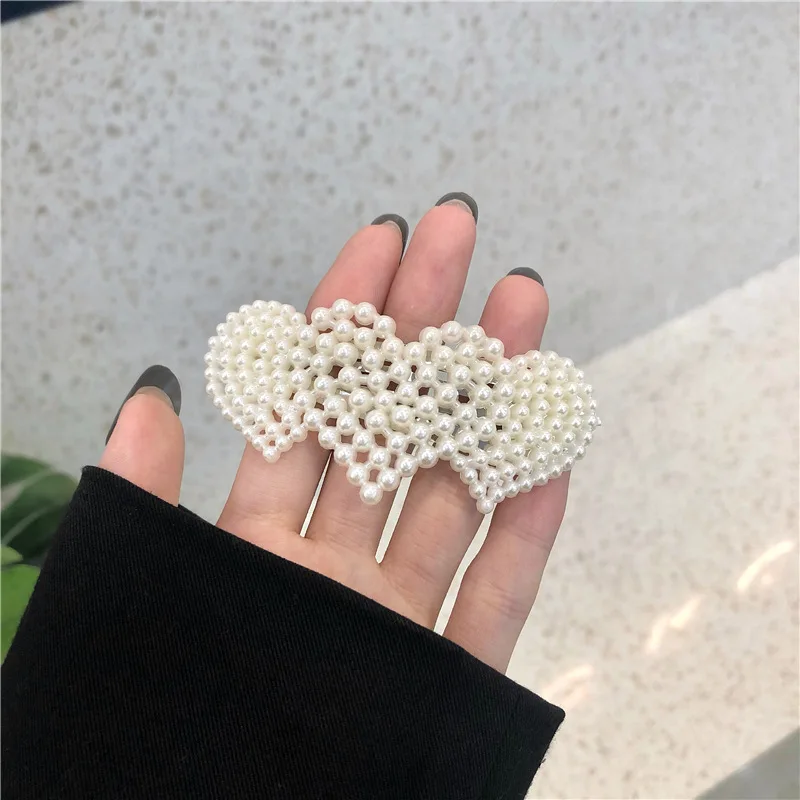 

Women Girls Elegant Full Pearls Geometric Hair Clips Sweet Hair Ornament Hairpin headwear Barrette Hair Accessories