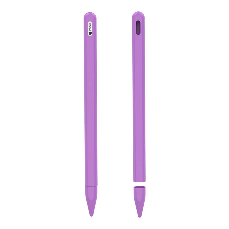 Чехол совместим с Apple Pencil 2, [2 шт.] Противоскользящий силиконовый чехол-карандаш+ наконечник, мягкий чехол - Цвета: Purple
