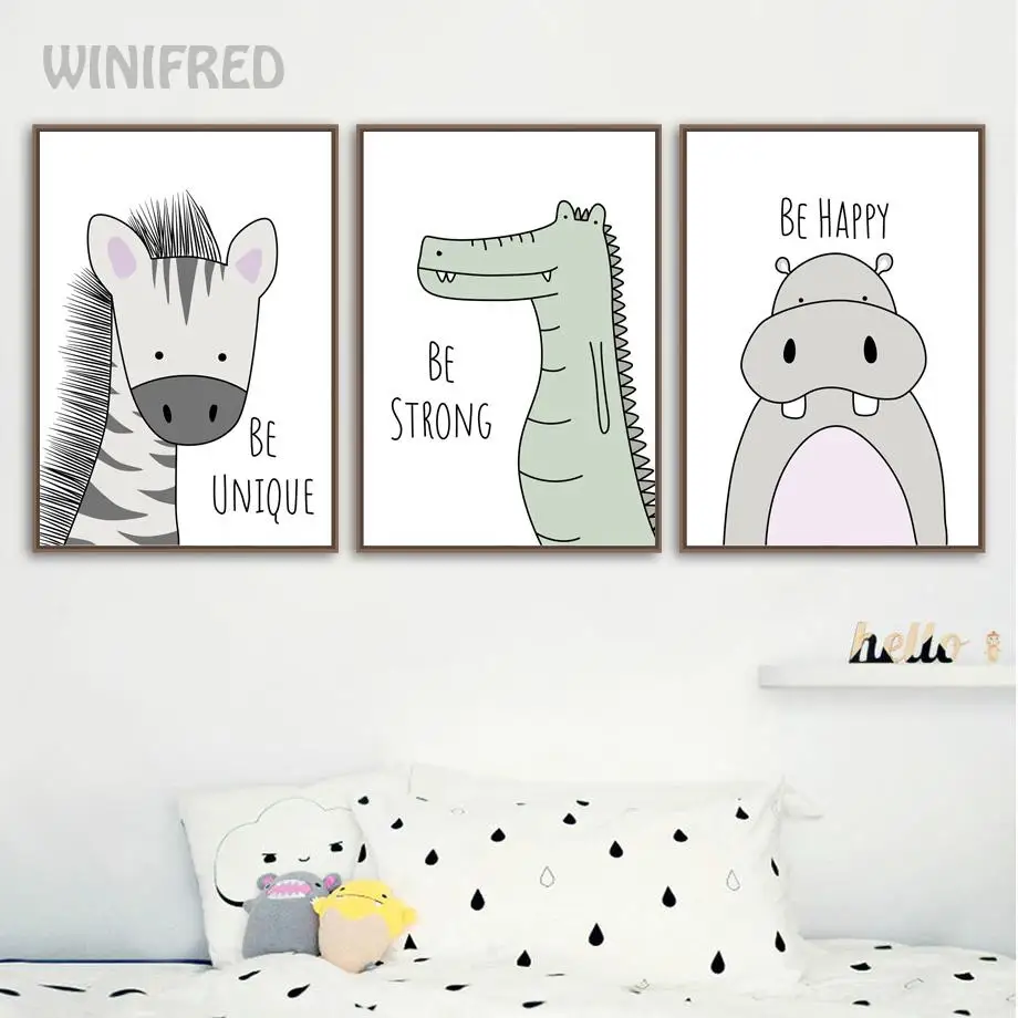 Детские ясли стены искусства плакат Зебра принтом Лев и холст для живописи принт