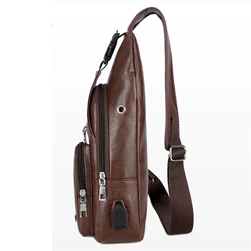

Men's Crossbody Bags Men's USB Chest Bag Designer Messenger bag Leather Shoulder Bags Diagonal Package 2019 new Back Pack Travel