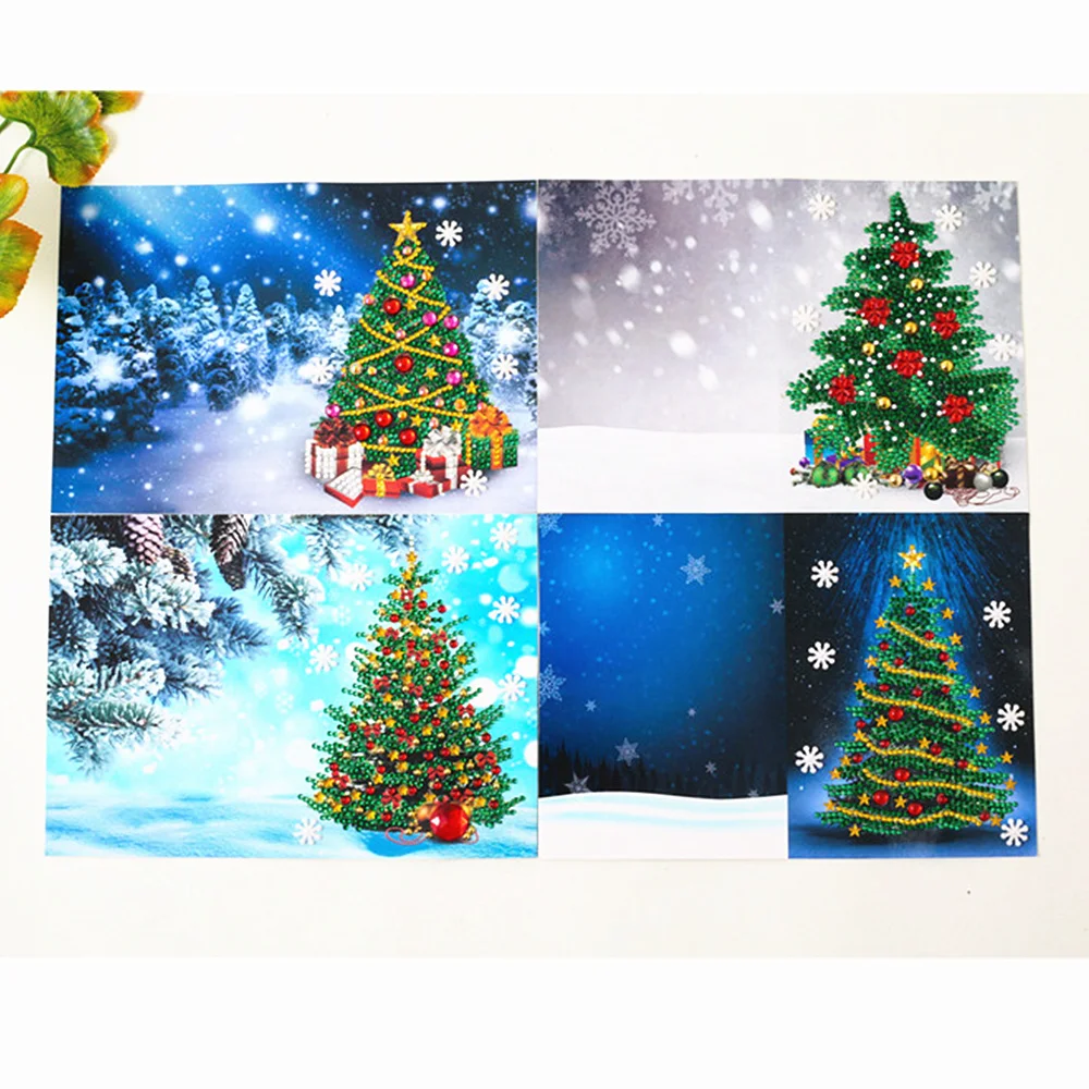 5D Рождественская открытка алмазная картина поздравительная набор из 4 предметов