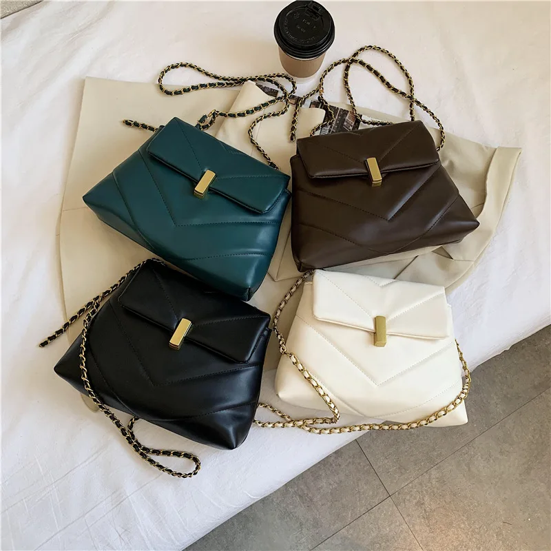 

Net red small bag women's bag 2020 autumn and winter new trend fashion chain sloping simple ins air one-shoulder bag