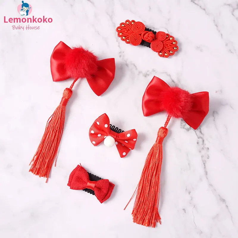 [Lemonkoko] заколка для волос малышей девочек Модный китайский стиль с решеткой