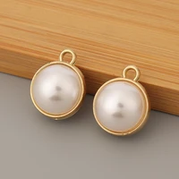 50pcslot gold tone large imitation pearl charms pendants for diy earrings bracelet necklace jewelry making accessories