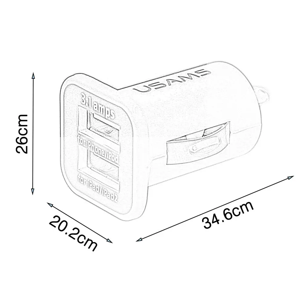 

Universal 12V Mini Portable 3.1A Dual USB Ports Car Vehicles Charger for Mobile Phone Tablet PC Devices