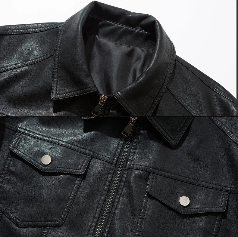 

2020 New Design Motorcycle Bomber Leather Jacket Men Autumn Turn-down Collar Slim Fit Male Leather Jacket Coats Plus Size M-3XL