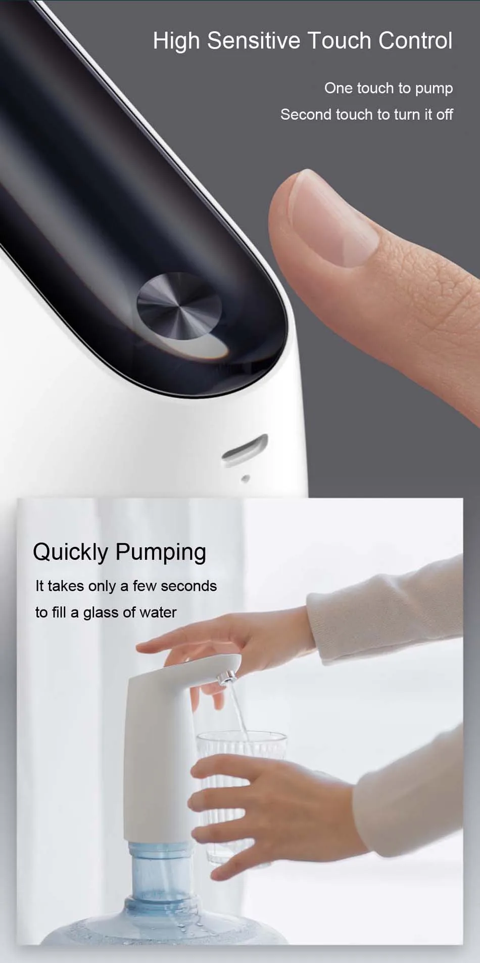 XIAOMI Mijia 3 Срок Автоматический водяной насос мини Сенсорный Выключатель Электрический диспенсер для воды Беспроводной USB Перезаряжаемые водяной насос