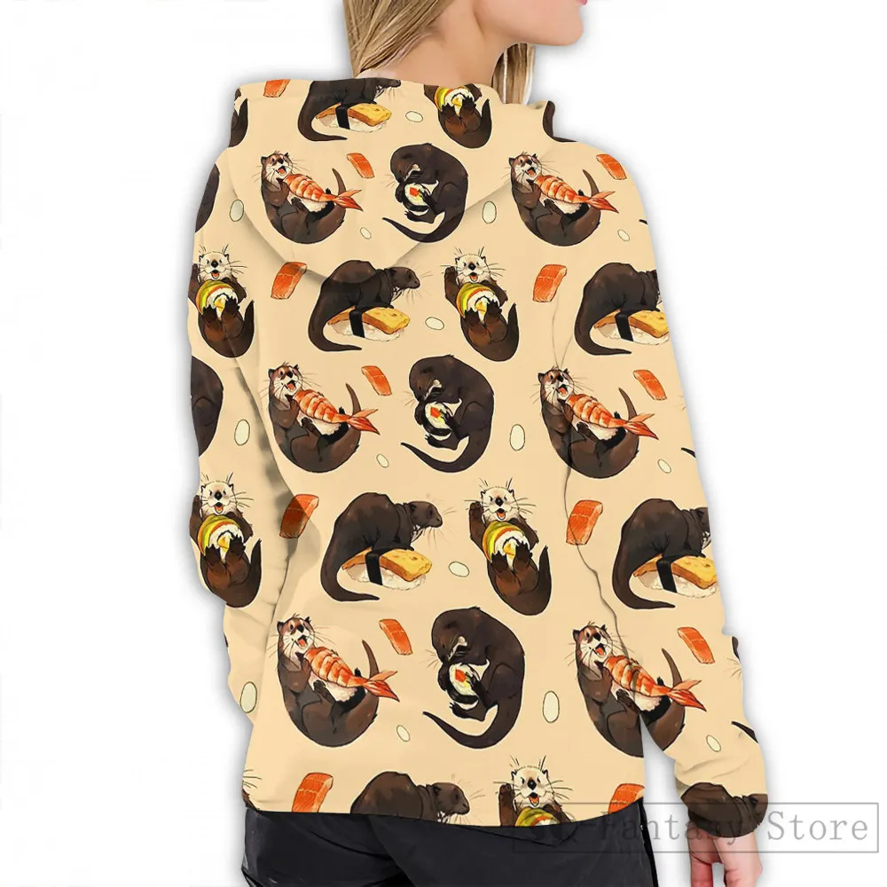 Женская Повседневная Толстовка с капюшоном и принтом суши |