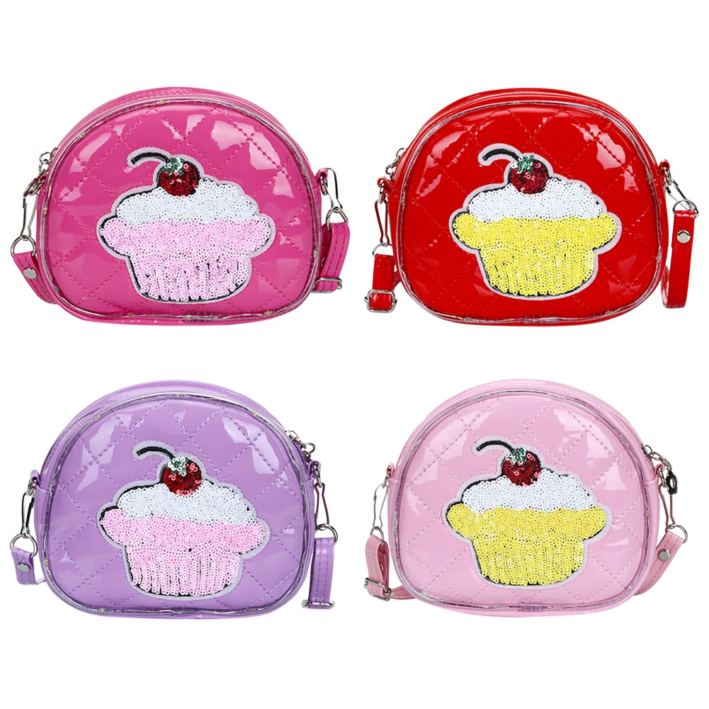 Детская сумка через плечо из искусственной кожи для девочек с вышивкой тортом и