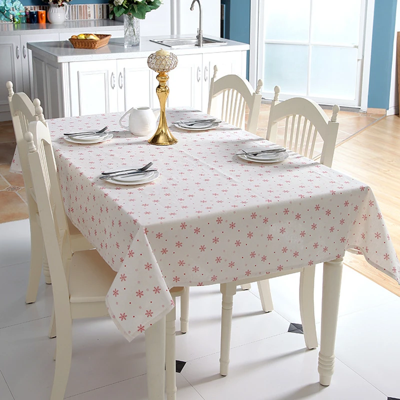 

Customizable Linen Cotton Tablecloth Red Snowflakes Christmas Table Cloth for Wedding Banquet Washable Table Cover Textiles