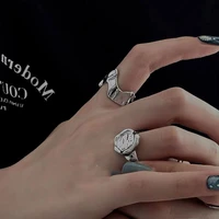 hot sale hip hop rings ins irregular geometric retro couple rings birthday party fashion jewelry gifts