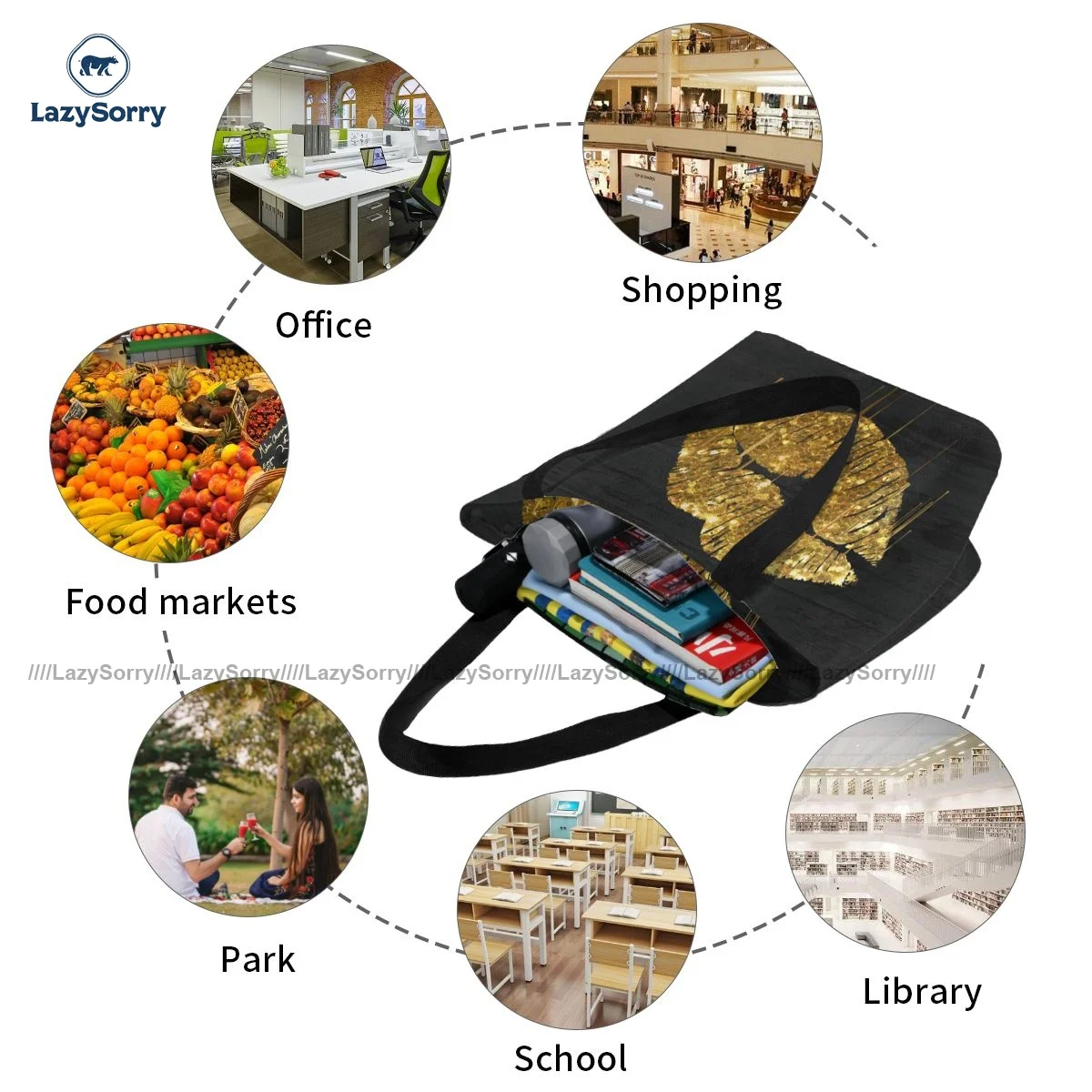 

Lips Shopping Bag Student Fashion Handbags Funny Polyester Streetwear Bags
