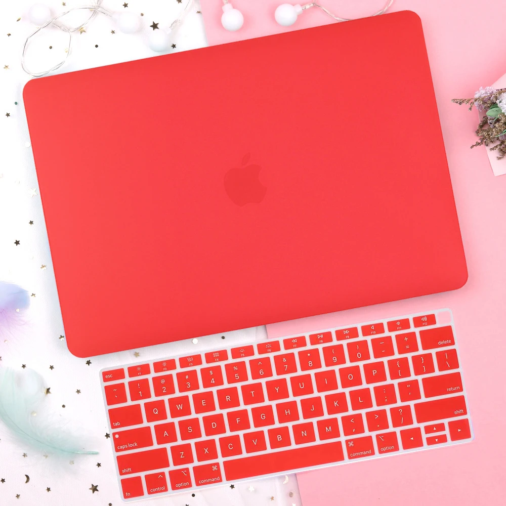Matte red Кристально прозрачный жесткий чехол для защиты Macbook Pro 13 15 Pro 16 Touch Bar A1706 A1707 A1990 Air 13 Touch ID A1932 - Цвет: Matte red