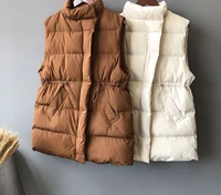 winter vest chalecos para mujer winter jacket women long vests new korean stand up collar cotton waistcoat gilet female
