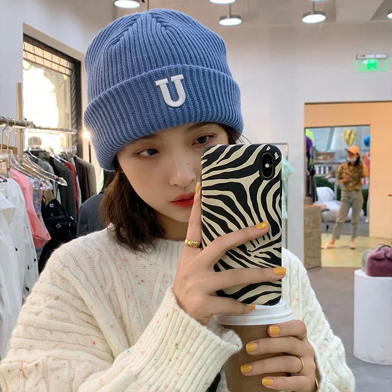 Women's Beanie Hat 2021 Winter New Fashion Cute Cap Ladies Y2K Autumn Casual Keep Warm Multi-color Simple Blue Orange Kawaii