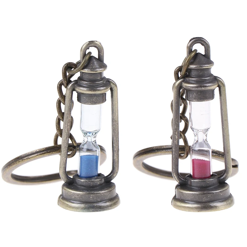 

1Pc Cute Metal Lamp Shape Timer Hourglass Key Chain Ring Couple Keychain Gift