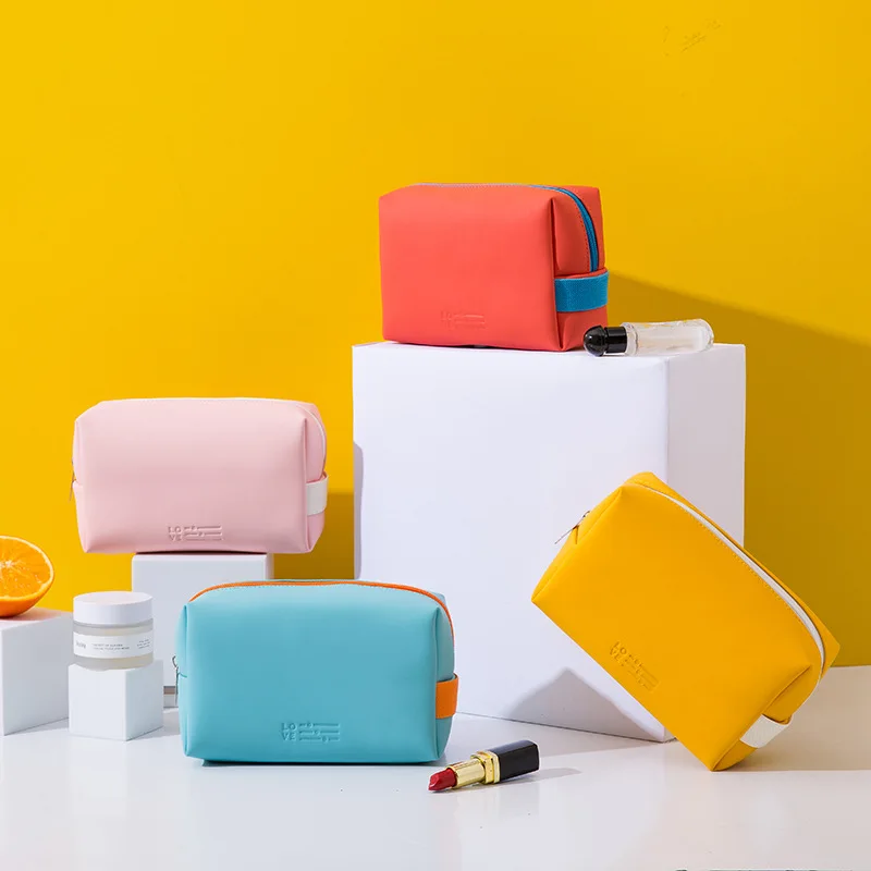 

Women Travel Cosmetic Bag Waterproof Pu Cute Candy Colors Woman Makeup Bags Portable Toiletry Storage Bag Organizer Box