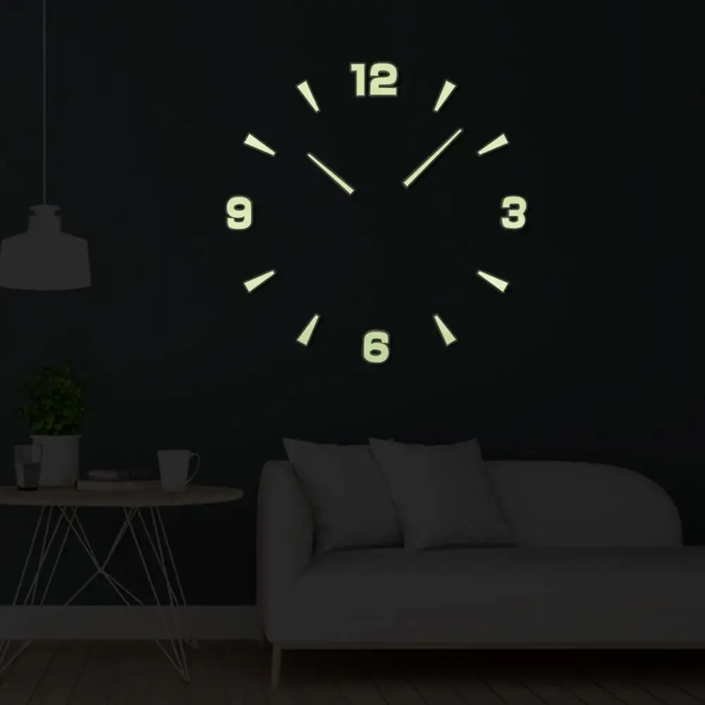 

2021 New Luminous Large Wall Clock 3D Acrylic DIY Wall Clocks Luminou Watch Sticker Quartz Large DIY Wall Clock Home Decor