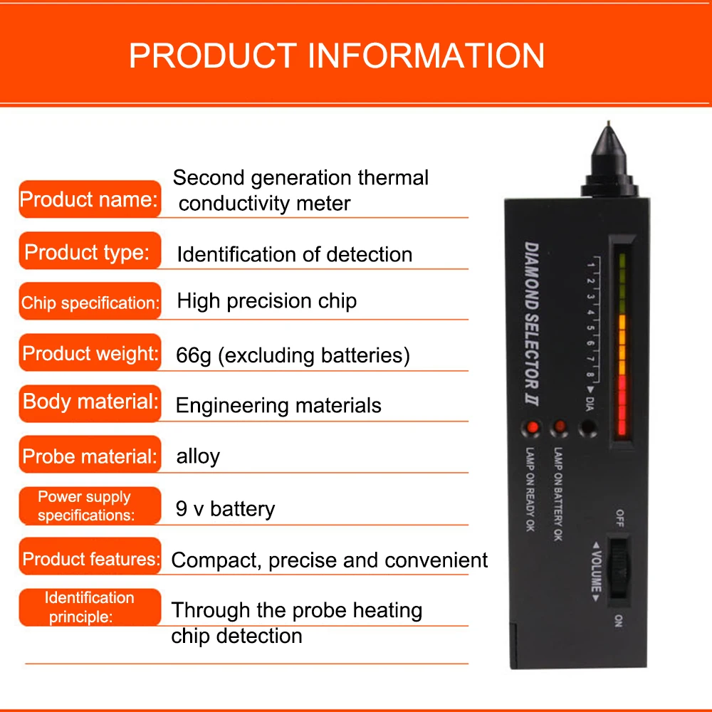 Профессиональный высокоточный светодиодный индикатор алмаза тест er Алмазный