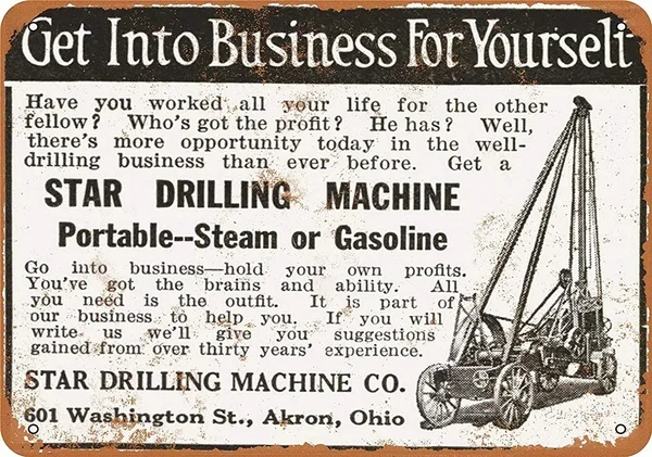 

Портативная буровая машина для бурения скважин, искусство декора, Ностальгический орнамент, металлические плакаты, гараж, бар, кафе, магазин