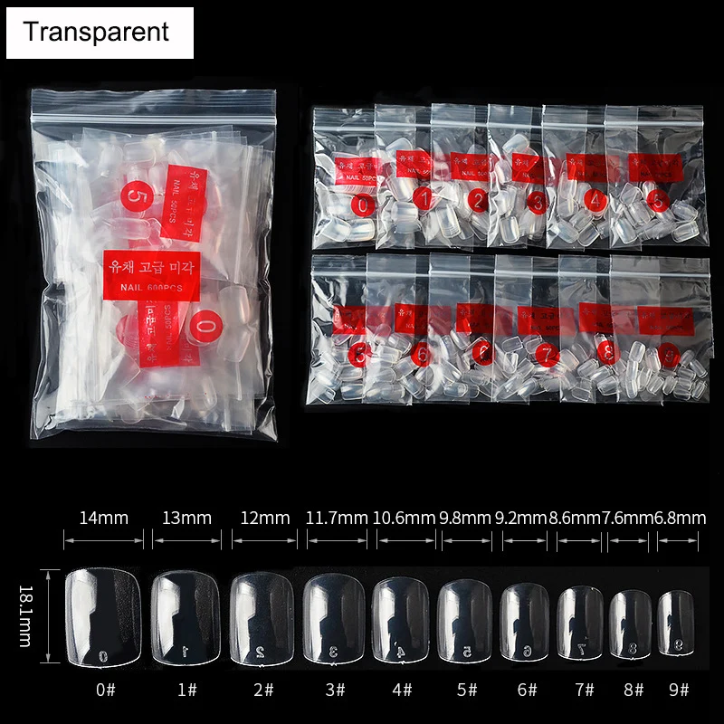 500 шт./упак. короткие накладные ногти с полным покрытием квадратные овальные