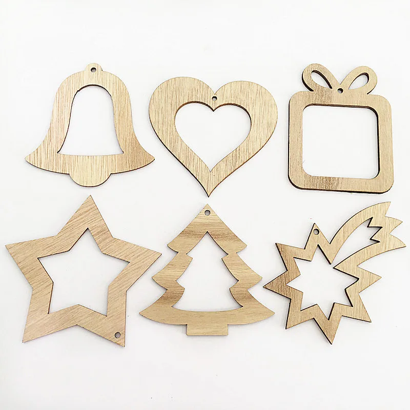 

10 PCS Christmas Diy Handmade Decoration Wooden Pieces Hanging Chips