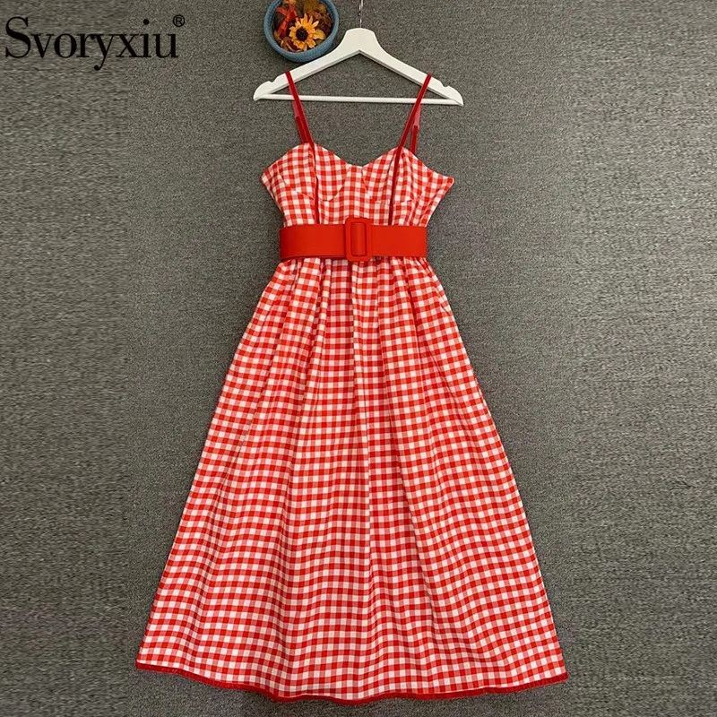 

Женское платье на бретельках Svoryxiu, Элегантное Длинное платье в клетку с принтом на лето 2021