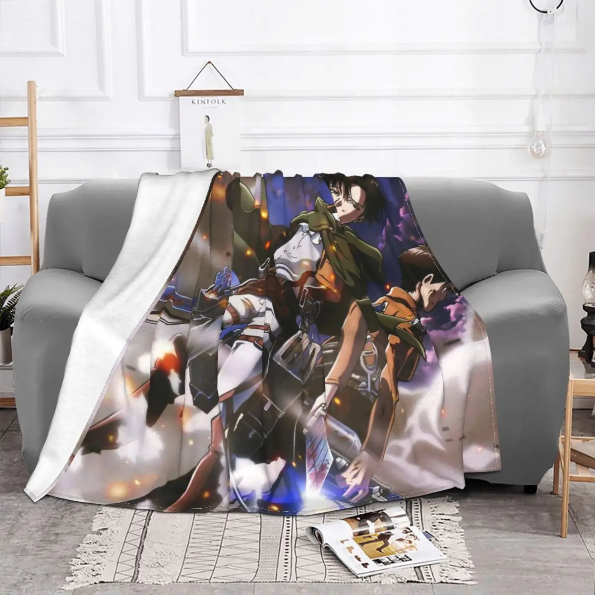 

Manta de Anime de Attack On Titan AOT, forro polar, suave, Unisex, para sofá, colcha al aire libre