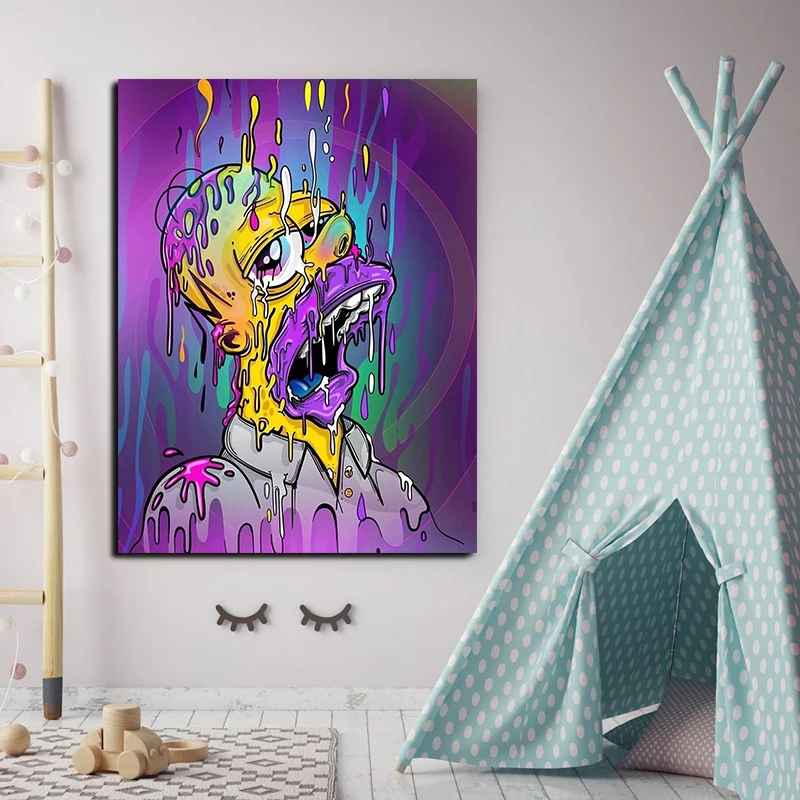 Картина на холсте известная художница Лиза симсон цветной ха рот Постер и печать