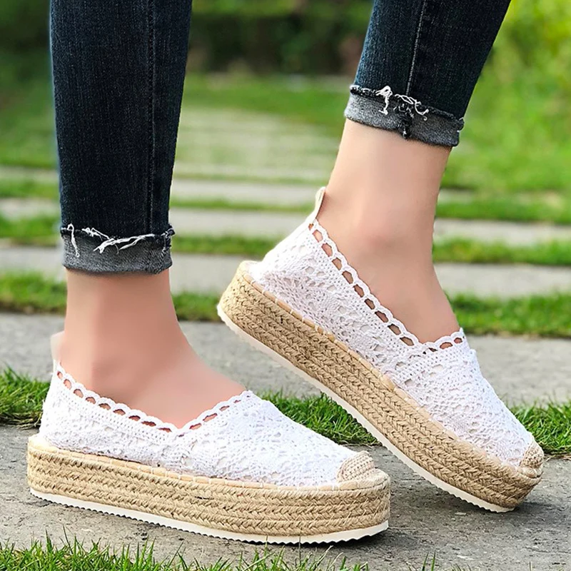 Лоферы женские сетчатые без застежки повседневные плетеные туфли на плоской