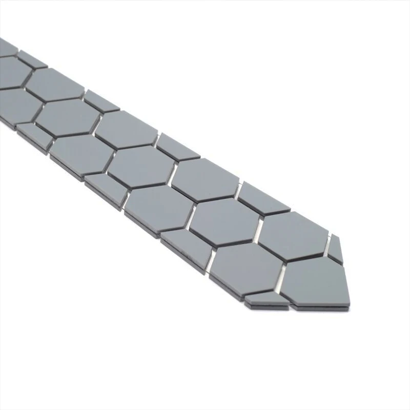 

Classic Design Dark Grey Acrylic Neckties Slim Fit Men Luxury Hexagon Ties Glossy Mirror All Match Accessory