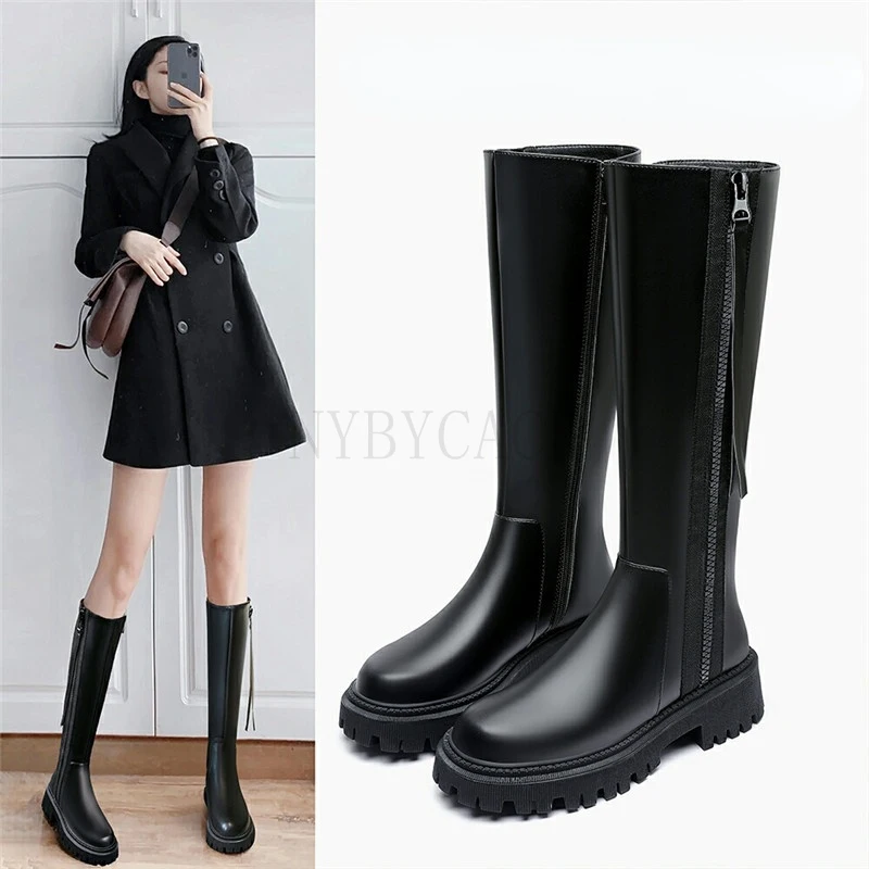 

Boots Women Shoes Winter New Slimming Knight Boots Female Temperament Platform Knee-Highs Below The Knee High-Top Boot Fashion