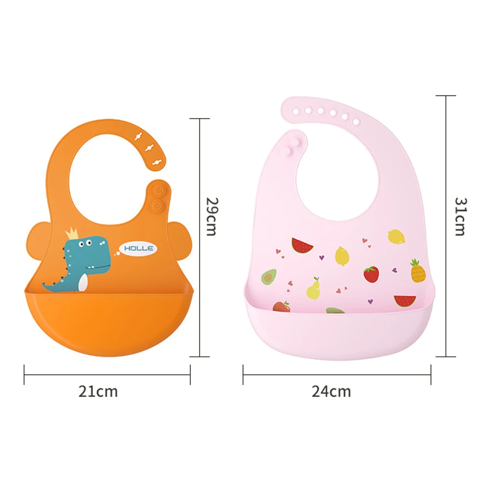 

Waterproof Baby Bibs Soft Silicone Baby Feeding Bib Baby Stuff Solid Feeding Cartoon Dinosaur Print Girl Boy Bibs Burp Cloths
