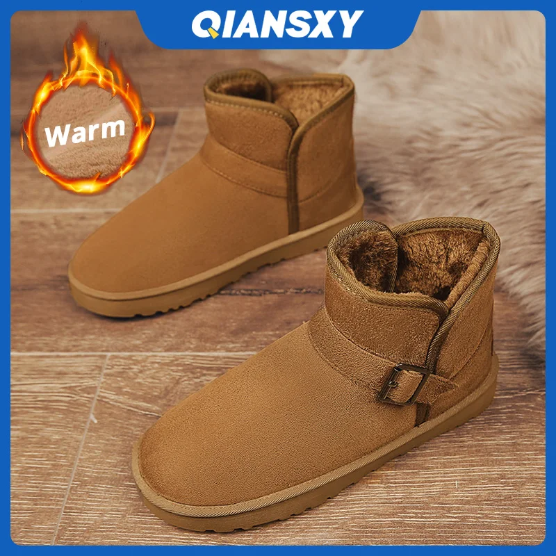 

Мужские зимние ботинки QIANSXY, повседневная обувь из вулканизированной кожи для мужчин, мужские роскошные брендовые дизайнерские зимние боти...