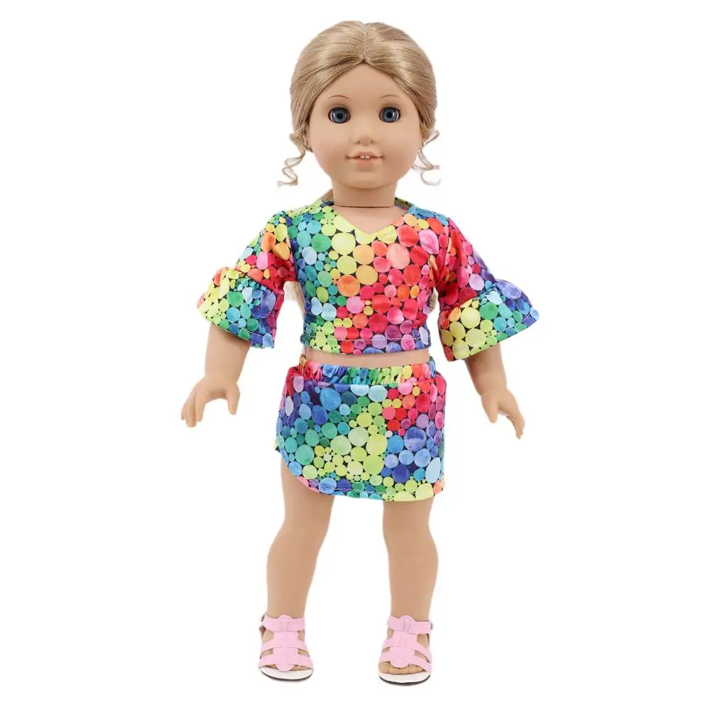 15 Styles Printed Dress T-Shirt Jeans Shorts Fit 18 Inch Girl And 43 Cm Reborn Baby Doll Clothes Accessories Our Generation | Игрушки и