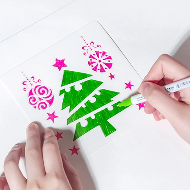 

1pcs DIY Craft Merry Christmas Layering Stencils Hollow Ruler For Painting Scrapbooking Stamp Album Decor Embossing Paper Card