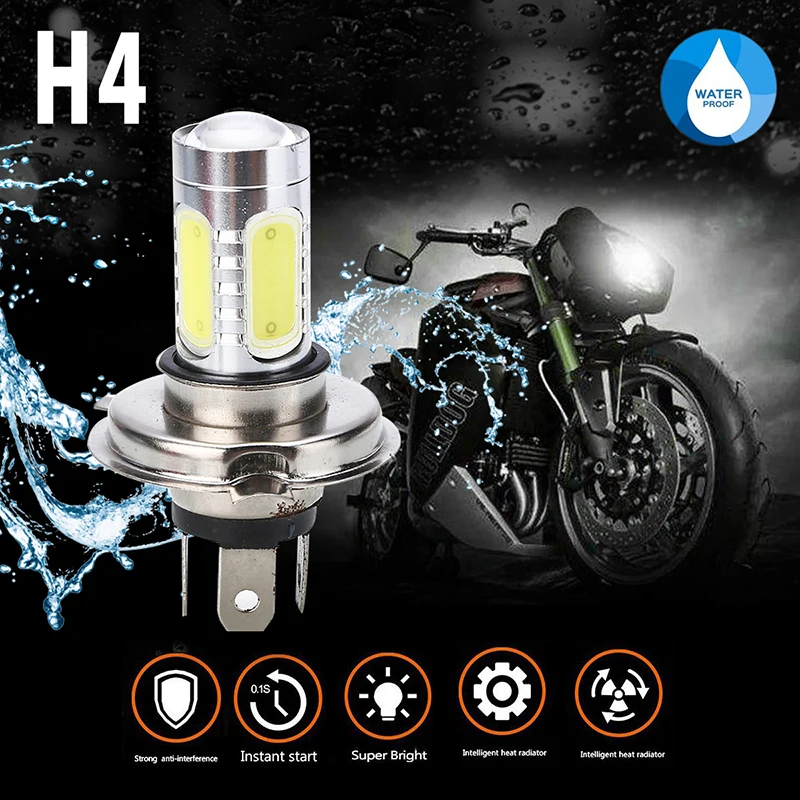 

1pc H4 9003 6000K Motorcycle Headlight 30W High Power COB LED Bulb White Hi/Lo Beam For Off-road Scooter Moped ATV Parts